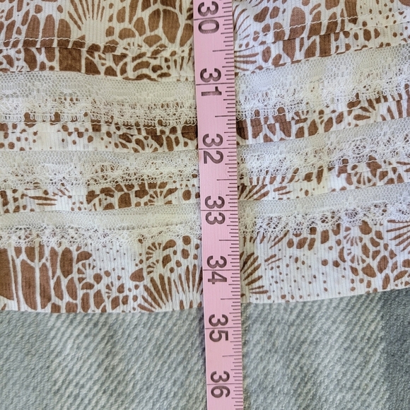 NWT LOFT Tan White Spaghetti Straps Lace Trim Ruffle Chest Sundress Size 0 - Picture 11 of 11